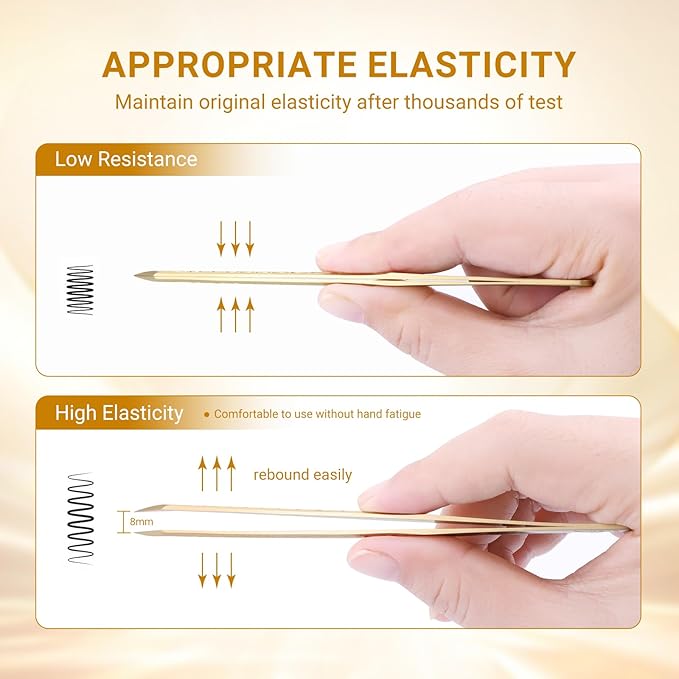 NAGARAKU Gold Tweezers for Eyelash Extensions Curved Angled Volume Cluster Super Light Weight Easy Fanning Tweezers Stainless Steel Precision (N-06)