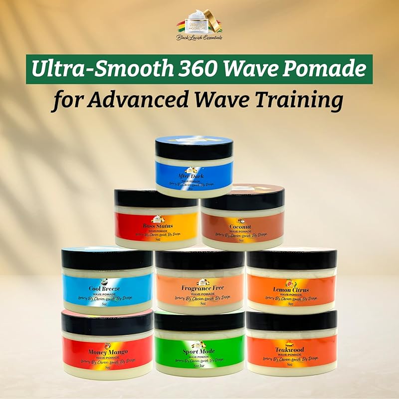 Ultra-Smooth 360 Wave Pomade for Men, Deep Waves, Strong Hold and Shine for Wavy Hair, Shea Butter and Mango Butter, Non-Greasy Formula (Money Mango Pomade, 8oz)