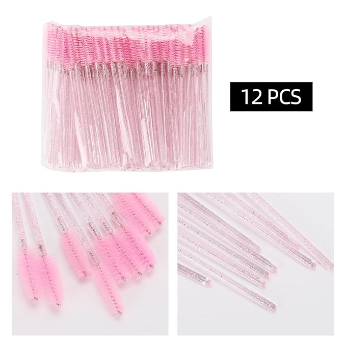 Tbestmax 1200 Disposable Mascara Wands Eyelash Brush Spoolies for Eyebrow Eye Lash Extension, Makeup Brushes Applicators Kits - Pink