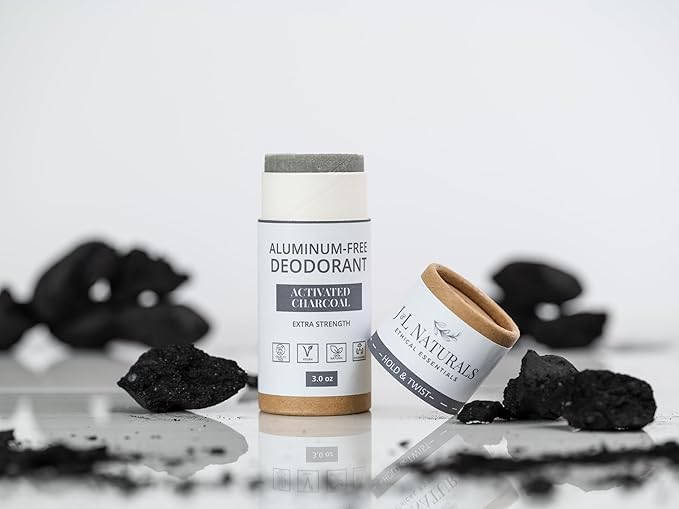J&L Naturals Aluminum Free Deodorant for Men & Women | 100% Natural Ingredients With Coconut Oil, Shea Butter, & Essential Oils | Sustainable, Eco-Friendly (Activated Charcoal, 3.0 Oz (Single))