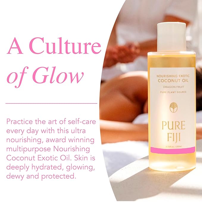 PURE FIJI Nourishing Exotic Coconut Body Oil, Dragon Fruit (7.7 fl oz/230ml)
