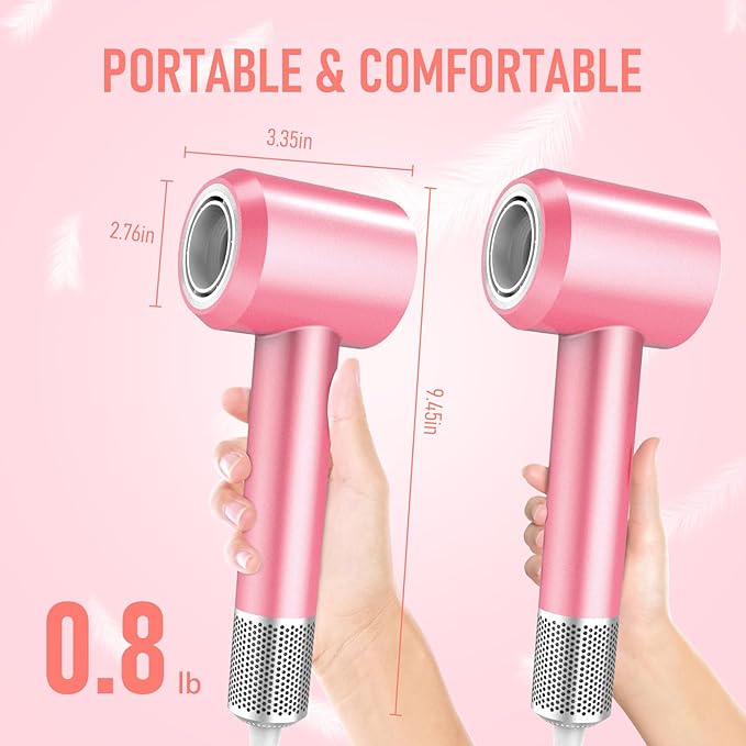 Hair Dryer, 1800W Fast Drying Blow Dryer with 160,000 RPM High-Speed Brushless Motor Low Noise Hairdryer with Magnetic Attachments for Home Salon Travel
