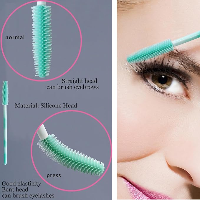 BIHRTC 100PCS Mascara Wands Lip Applicators Liner Brushes Makeup Tools Silicone Disposable Eyebrow Brushes Makeup Brush Eye Lash Extension for Women Girls Salon Beauty Cosmetic Make Up Tool