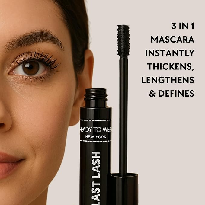 Ready To Wear 3-IN-1 EVERY LAST LASH MASCARA Amplifying Mascara Cooling Lengthening Long (BLACK)