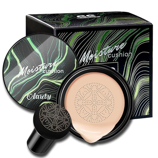 Mushroom Head Air Cushion CC Cream Foundation, Moisturizing Concealer BB Cream Nude Long Lasting Matte CC Cream Makeup Liquid Foundation (1pcs Nude)