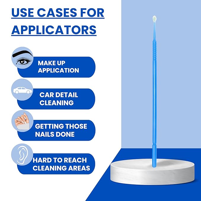 Disposable Micro Applicator Micro Brush for Makeup, Eyelash Extension, Lash and Mascara Application for Personal Care (100 Count (Pack of 1), Blue (L))