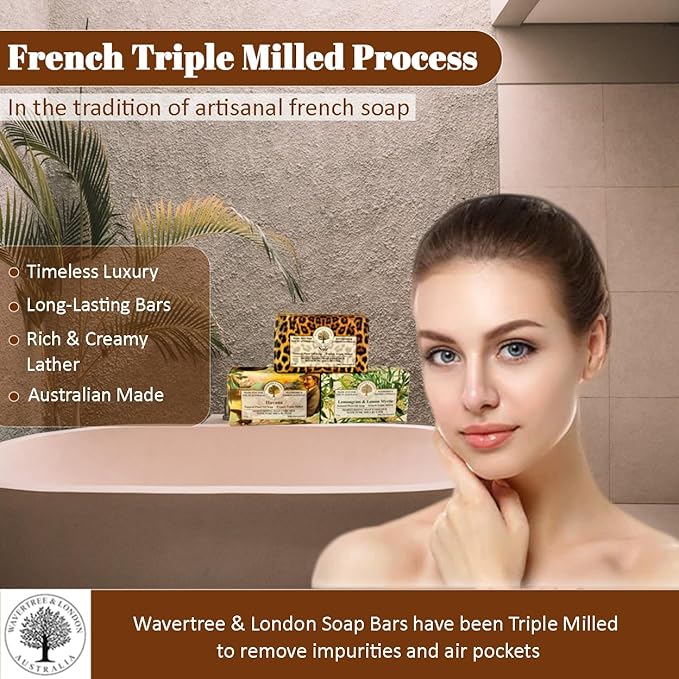 Wavertree & London Trio Gift Box (3 Bars) - 7oz Noir, Lemongrass and Havana Scented Moisturizing French Triple Milled Natural Soap Bars - Pure Plant Oil Soap Bars for All Skin Types