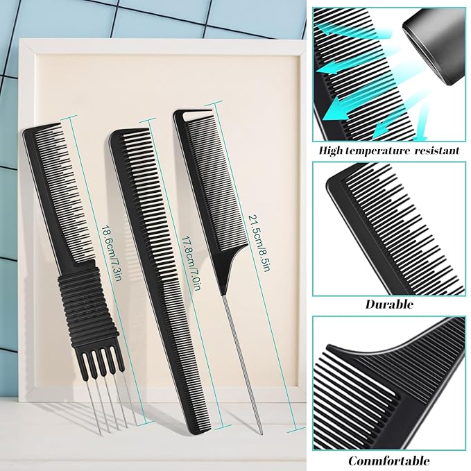 50Pcs Metal Hair Styling Clips, IKOCO No Crease Double Prong Hair Clips with 3 Parting Comb for Styling and Coloring