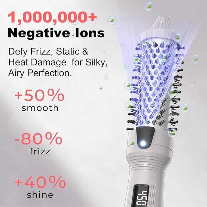 K&K Mini Thermal Brush 3/4", Heated Round Brush for Volume & Small Curls, Travel Curling Iron for Short & Thin Hair, Dual Voltage, Multiple Heat Settings, Fast Heating, Anti-Scald, Up to 400°F