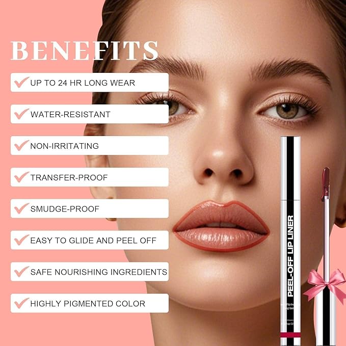 Lip Stain - Peel Off Lip Liner, Long Lasting Lip Liner with Matte Finish, Waterproof & Transfer Proof Lip Gloss, Non-Stick Cup & Highly Pigmented Color, Easy to Use for All Skin Types (Coffee)