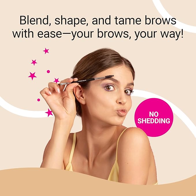 KESHIMA Eyebrow Brush Duo – Premium Angled Eye Brow Brush & Spoolie – Precision Eye Makeup Tool for Applying & Blending Powder, Gel & Liquids