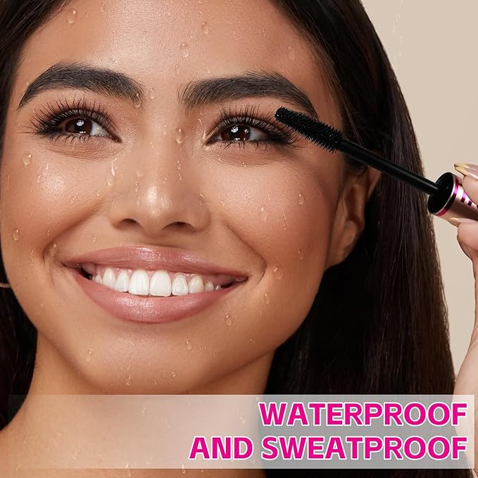 Boobeen 2pcs Waterproof Mascara Volume and Length, Curling,Tubing Mascara Black,Long Lasting, Smudge Proof