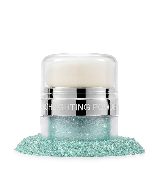 Glitter Air Cushion Highlighter Powder - 3D Contour & Brighten Face, Eyes, Body, Hair | Pearlescent Patting Powder Create a Shimmering Look | Easy-Use & Perfect for Daily & Special Occasions