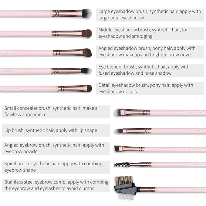 SIXPLUS Travel Makeup Brushes with Case, 15 Pcs Pink Makeup Brush Set Professional for Foundation Powder Concealer Eyeshadow Blush, Covers, Best Make Up Brush Kit Gift for Women Girlfriend Mom