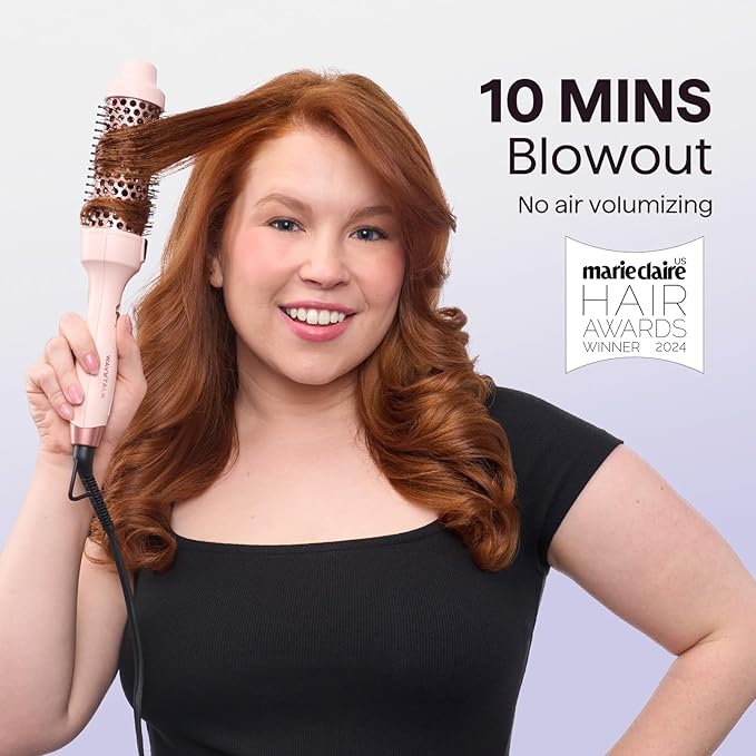 Wavytalk Thermal Brush, 1.5 Inch Ionic Thermal Round Brush Makes Hair Smoother Get Natural Curls (White)
