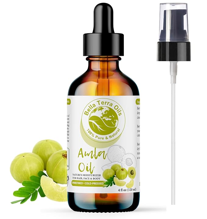 Bella Terra Oils - Organic Amla Oil 4 oz - Dive into Organic Amla's Nutritional Excellence, High in Vitamin C & E, Promotes Supple & Radiant Skin