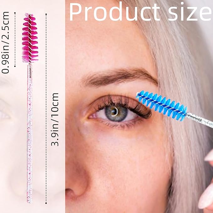 200 Pcs Disposable Mascara Wands,Lash Spoolies Crystal Eyebrow Spoolies Brush Eyelash Applicator Tool Spoolies for Eyebrow,Used for Eyelash Extension Eyebrows Cosmetics(rose red and blue)