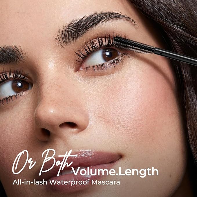 SACE LADY Waterproof Mascara, All-in-Lash Mascara Volume and Length Eyelashes, Smudge-proof and Sweat-proof, Long Lasting Curl, Natrual Black Eye Makeup Christmas Gift for Women