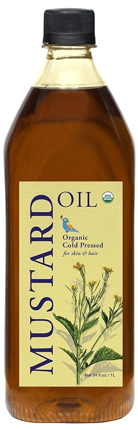 DAANA Mustard Oil for Skin: Certified USDA Organic, Extra Virgin, Cold Pressed (34 Fl Oz)