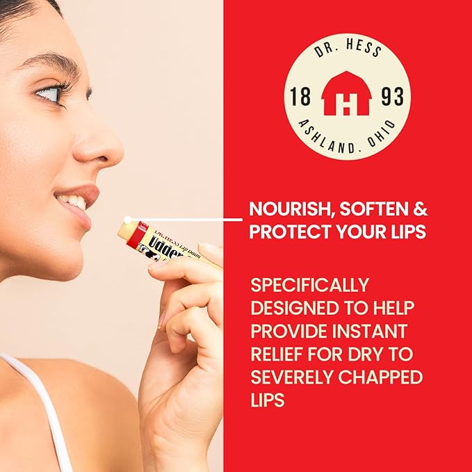 Original Udder Stick SPF Lip Balm, Soothing Moisturizer Sun Screen Balm for Dry Lips with Jojoba, Beeswax & Shea Butter, Total Lip Care, Hydration & Repair, Vanilla Flavor, 4 Pack