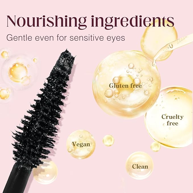 3 Pcs Unidollssbeauty Tubing Mascara and Blush Stick Set, Volume and Length Black Mascara Lengthening Long Lasting All Day, Washable Voluminous Tubing with a Random Accessory Included(01,05)