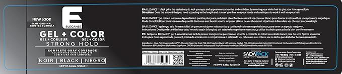 Elegance Black Color Hair Styling Gel Strong Hold 8.45 Oz