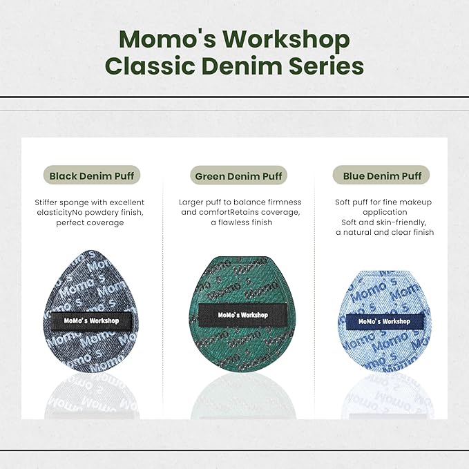 Momo's Workshop Makeup Sponge, Large Makeup Blending Puff for Liquid & Cream Foundation, Concealer Foundation Puff Quick Apply Cosmetics 1P Green