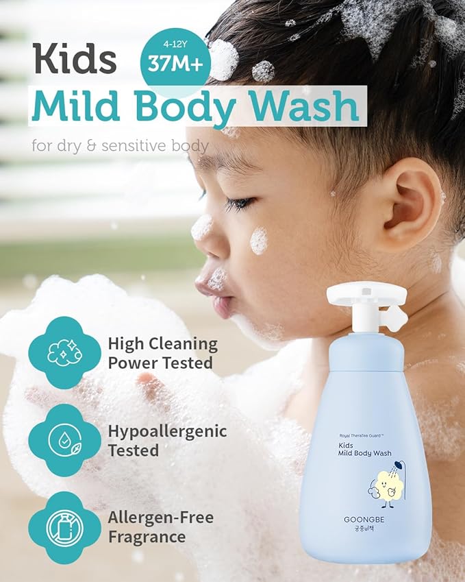 Kids Wash Duo Set - Korean Low pH Silky Shampoo & Mild Body Wash - Silicone-Free Hair Care & Micellar Body Cleanser - Allergen-Free Formula for Sensitive Skin, 10.1 fl.oz. & 10.1 fl.oz.