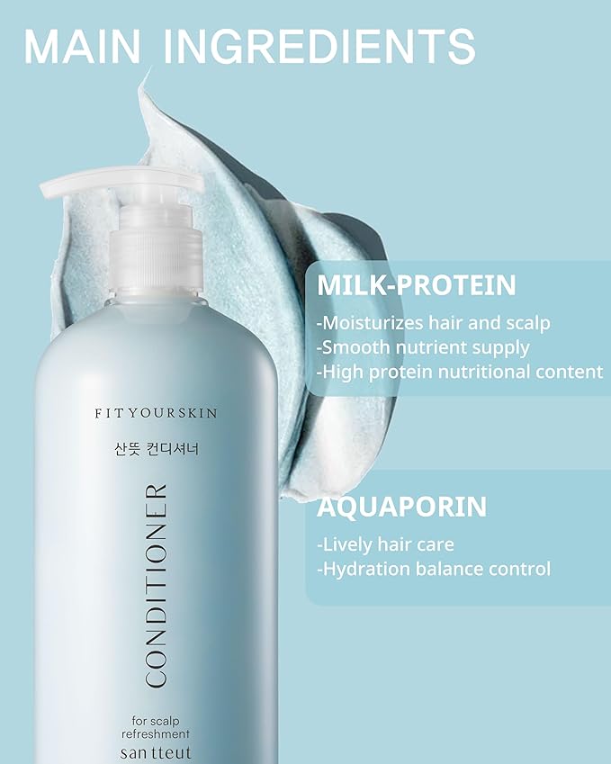 SAN TTEUT Scalp Refreshment Hair Conditioner - pH 5.5 Keratin & Protein Perfumed Conditioner for Hair Loss Relief, Scalp Clarifying, Mint & White Musk Scent - Paraben Free - 17 fl.oz
