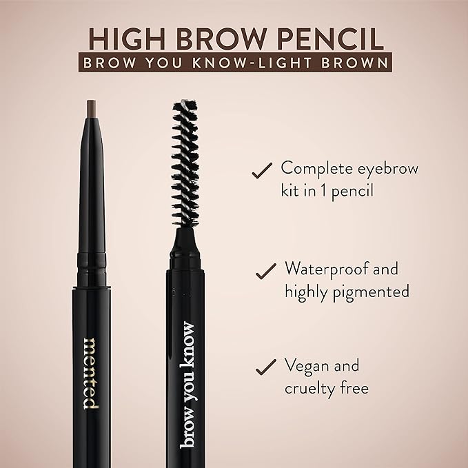 Waterproof Eyebrow Pen with Brush, Brow Pencil & Lash Spoolies for Eyelash Extensions, Eye Brow Pencils for Women, Eyelash Brush & Spoolie Combo, Eyebrow Makeup Tool Set, Brow You Know (Light Brown)