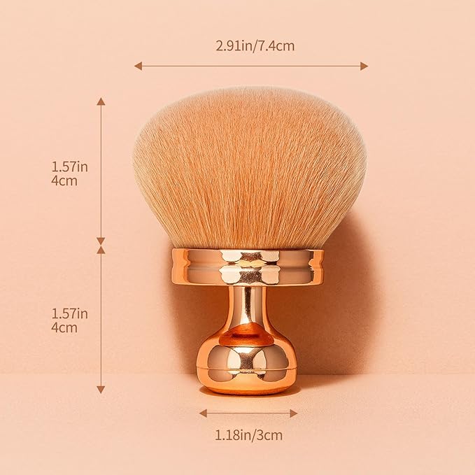 FUNAN Extra Large Body Makeup Brush For Self Tanner, Bronzer Blend &Self Tan Back Applicator, 75mm Wide-headed Kabuki Brush, Mushroom type Face Neck Body Leg Tanning Makeup Rose Gold