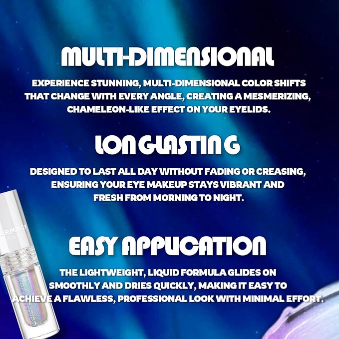 CHARMACY Liquid Duochrome Eyeshadow, Multi-Dimensional Eye Looks, Long Lasting Glitter Eye Shadow Sets Metallic Pigments, Quick Drying, Sparkling Shiny Eye Makeup for Beginners, 1.6g (#303)