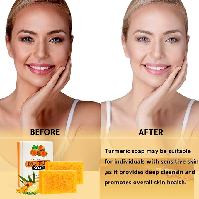 Lemon Turmeric Soap Bar For Face Body Deep Cleansing Turmeric Soap For All Skin Natural Handmade Soap Bar For Men And Women 1Pc