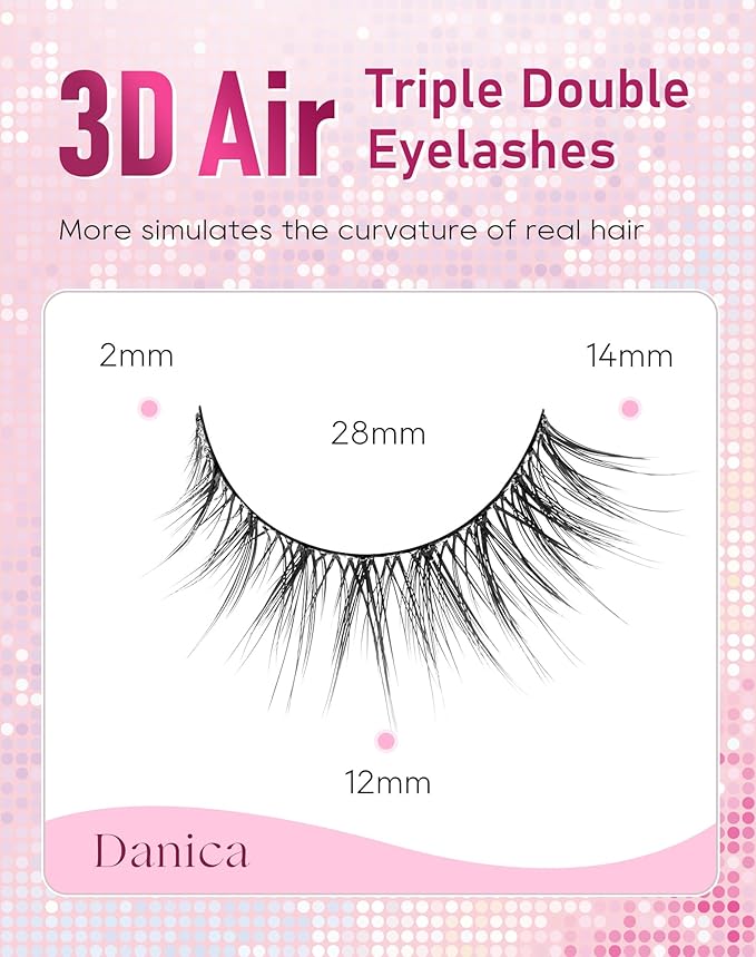 Frihappy Lashes Wispy Natural Lashes Natural Look Natural Eyelashes Wispy Eyelashes False Eyelashes Natural Fake Lashes 13mm Lashes 3D Air-Danica