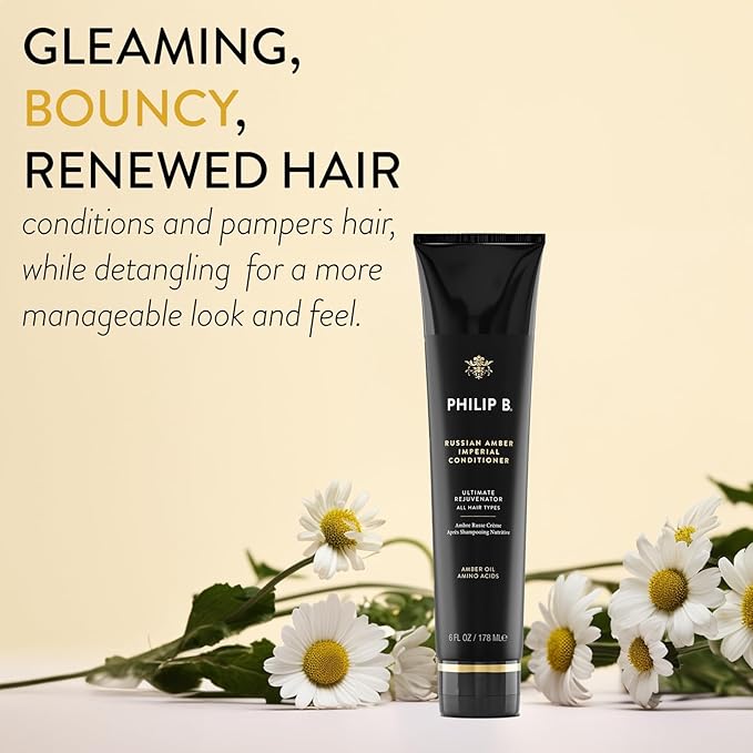 PHILIP B Russian Amber Imperial Conditioner, 6 fl. oz. (178 ml) - Restorative, Color-protective, Weightless Hydration With Amber Oil and Amino Acids