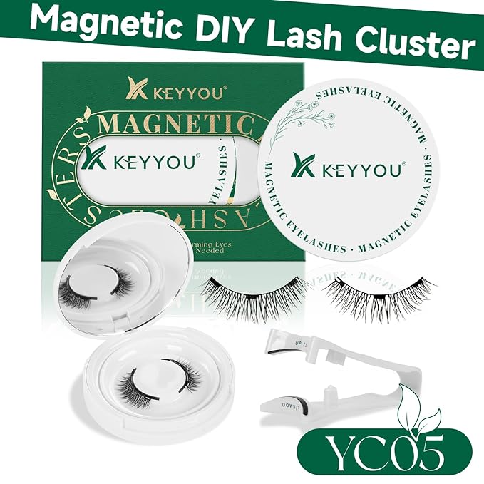 KEYYOU Reusable Magnetic Eyelashes No Glue Needed with Applicator Tool - 3D Natural Magnetic Lashes, Easy to Apply & Long Lasting for Daily Use & Events(YC05)