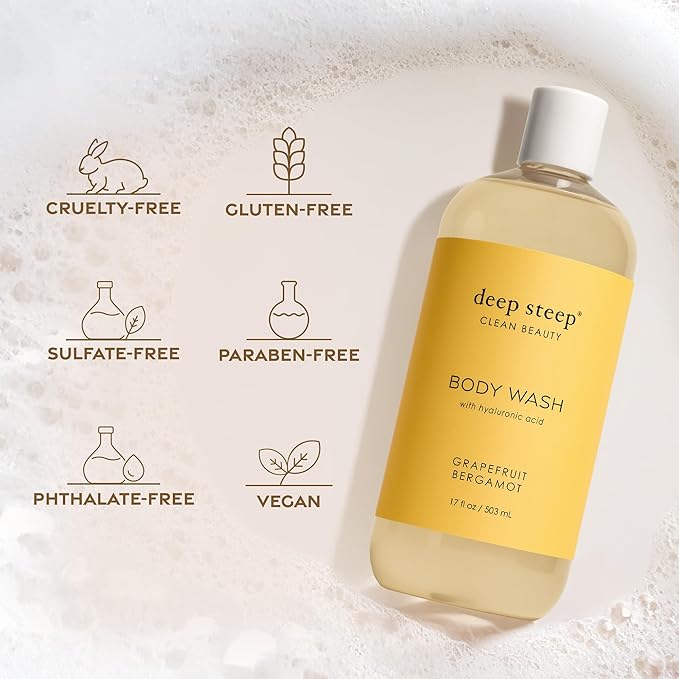 Deep Steep Body Wash, Brown Sugar Vanilla, 17 oz – Hydrating Shower Gel with Hyaluronic Acid, Shea Butter, Aloe Vera & Argan Oil – Vegan, Clean Beauty, Clean & Refreshed Skin