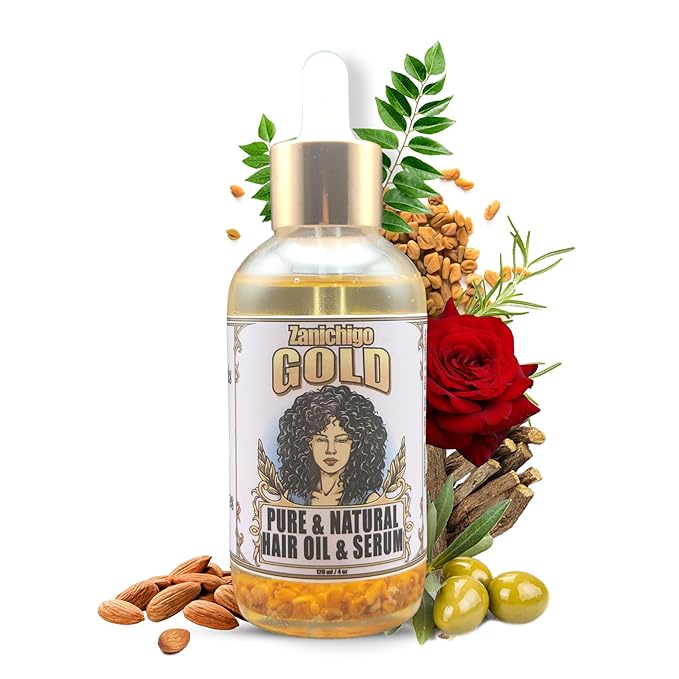 Gold Hair Oil – Fenugreek Strengthening Serum for Dry, Damaged, Frizzy & Coarse Hair | Anti-Hair Fall | Anti-Hair Loss Hair Growth Oil Treatment | All-Natural | 4 Ounce
