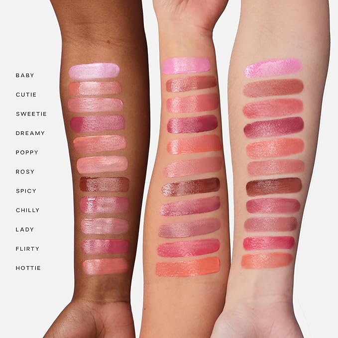 Saie Dewy Glow Duo - Dew Liquid Blush - (.40 oz, Hottie), Glossybounce Lip Gloss-Oil Hybrid (.17 oz, Splash) - Hydrating, Vegan Makeup for Radiant Cheeks & Lips
