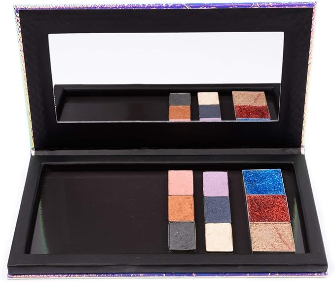 Allwon Magnetic Palette Mermaid Empty Makeup Palette with Mirror and 20Pcs Adhesive Empty Palette Metal Stickers for Eyeshadow Lipstick Blush Powder