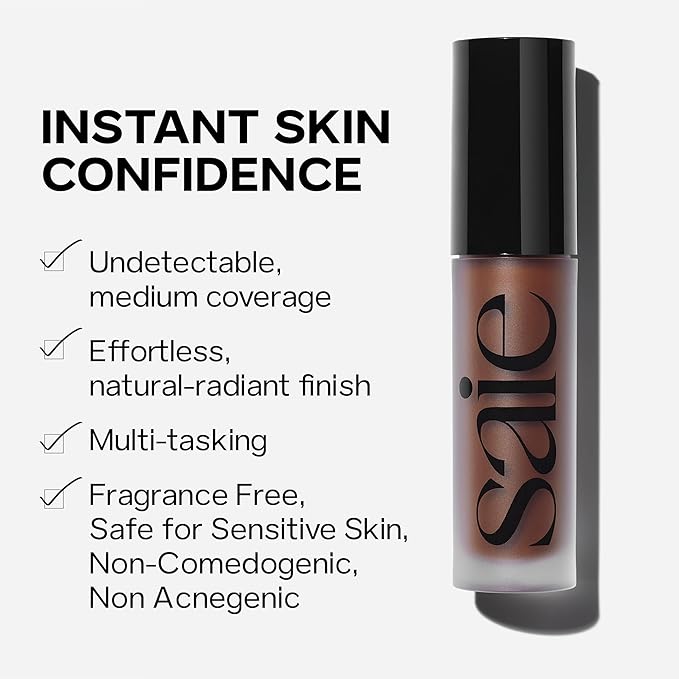 Saie Slip Tint Radiant Cream Concealer & All-Over Face Makeup - Concealer for Dark Circles, Redness & Blemishes - Lightweight Makeup Made with Hydrating Hyaluronic Acid - Shade 7 (0.17 oz)