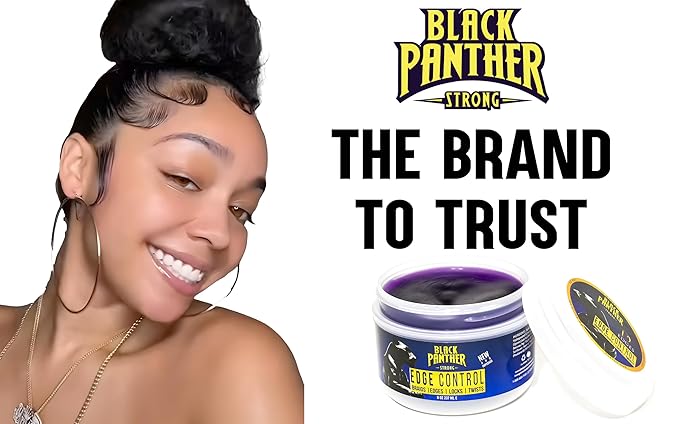 Black Panther Extra Hold Edge Control & Braiding Gel – Natural Instant Edge Control for Black Hair, 4C Gel for Women & Men. 4 oz, Purple