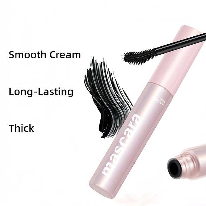 Mascara in Black, Waterproof Mascara with Special Brush for Sparse/Short Eyelashes, No Clumping, Easy to Apply, Natural, Long-Lasting