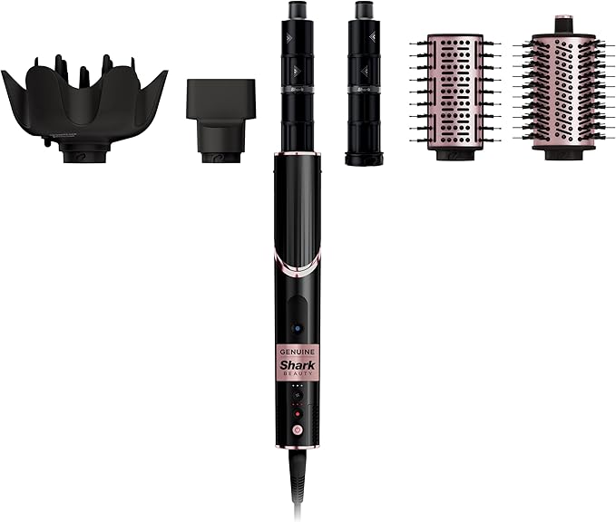 Shark Hair Dryer | FlexStyle Hair Styling System | Portable & Powerful Blow Dryer Brush | Hair Curler & Volumizer | 6 Styling Tools Included | Best for All Hair Types | Black | HD440BK