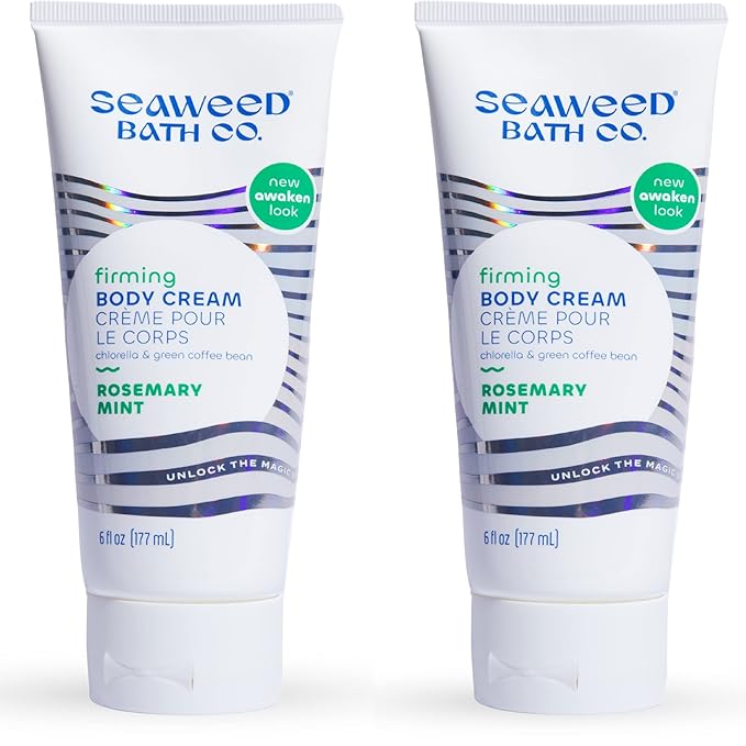 Seaweed Bath Co. Firming Body Cream, Rosemary Mint Scent, 6 Ounce (Pack of 2), Skin Toning Hand & Body Lotion Moisturizer for Dry Skin, with Sustainably Harvested Seaweed