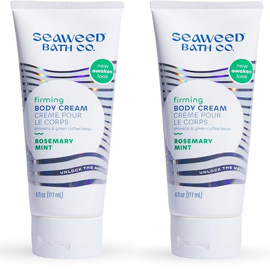 Seaweed Bath Co. Firming Body Cream, Rosemary Mint Scent, 6 Ounce (Pack of 2), Skin Toning Hand & Body Lotion Moisturizer for Dry Skin, with Sustainably Harvested Seaweed