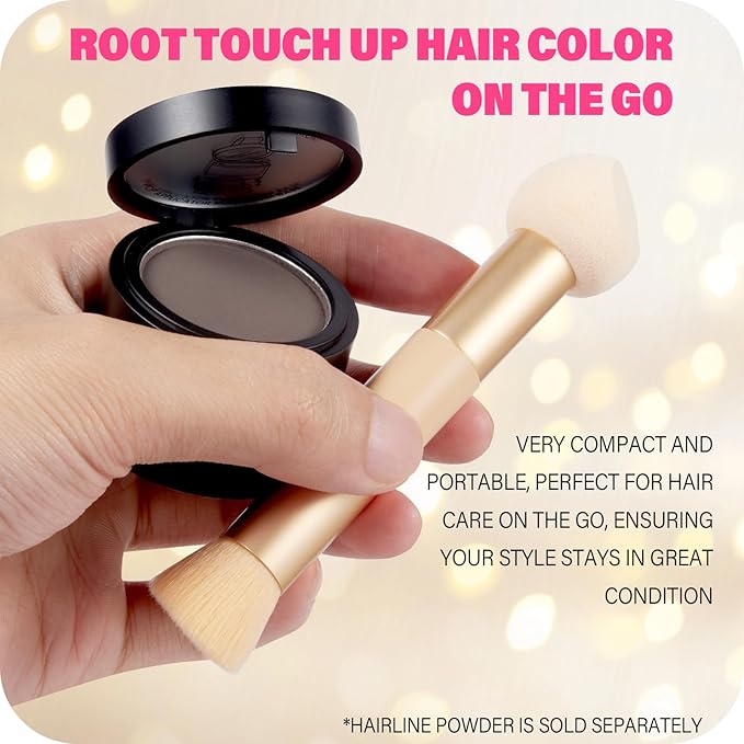 Dual-Ended Hair Makeup Brush, Precision Hairline Powder Brush With Sponge Tip - Seamless Blending - Root Touch Up And Hair Contour Brush (Skin Tone, 4.7 Inch)