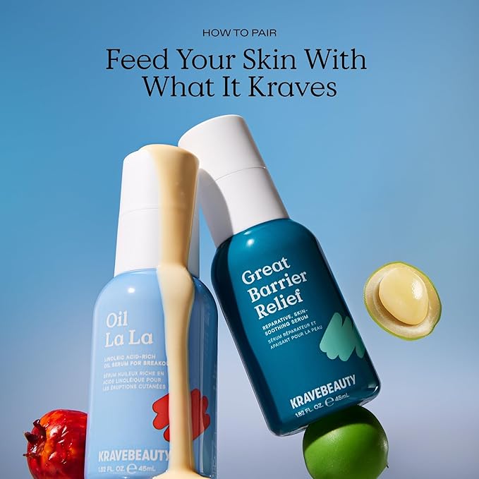 KraveBeauty Great Barrier Relief Serum – Korean-Inspired Barrier Repair Serum, Tamanu Oil, Soothes Redness & Hydrates, Vegan & Cruelty-Free, 1.52 fl oz
