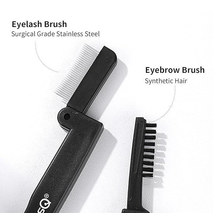 Eyelash Comb MSQ Eyelash Separator Folding Eyelash Comb Brow Brush Mascara Applicator Eyelash & Brow Definer Eyebrow & Lash Brush Eyebrow Grooming Tool