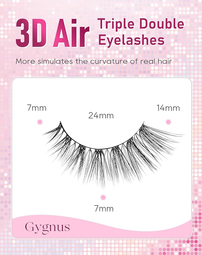 Frihappy Cat Eye Lashes 3/4 Lashes Mink Lashes Wispy Lashes False Eyelashes Natural Look False Lashes 14mm Lashes 3D Air-Gygnus